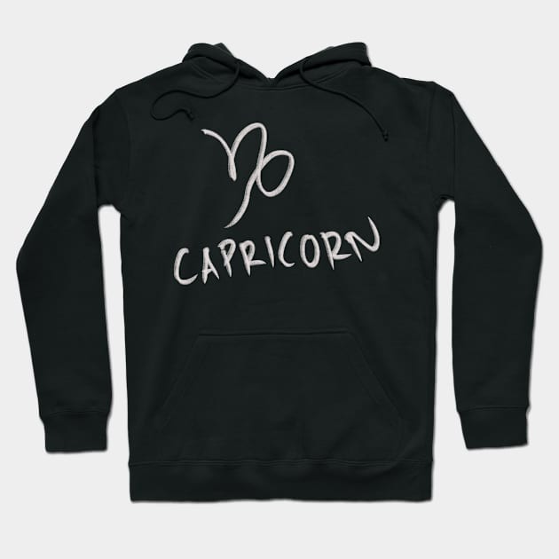 Hand Drawn Capricorn Zodiac Signs Hoodie by Saestu Mbathi